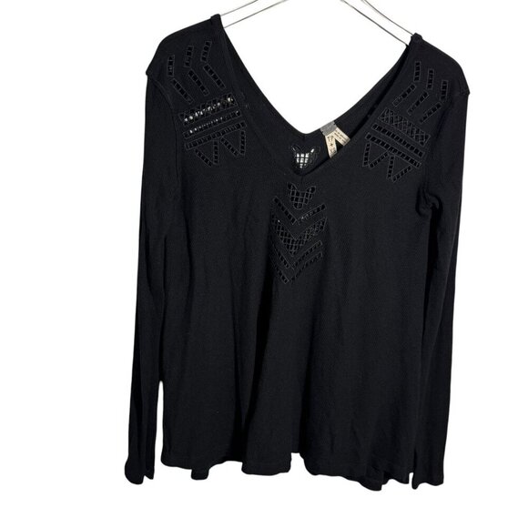 Free People Tops - We the FREE PEOPLE moonrise black oversized long sleeve cutout top Size XS